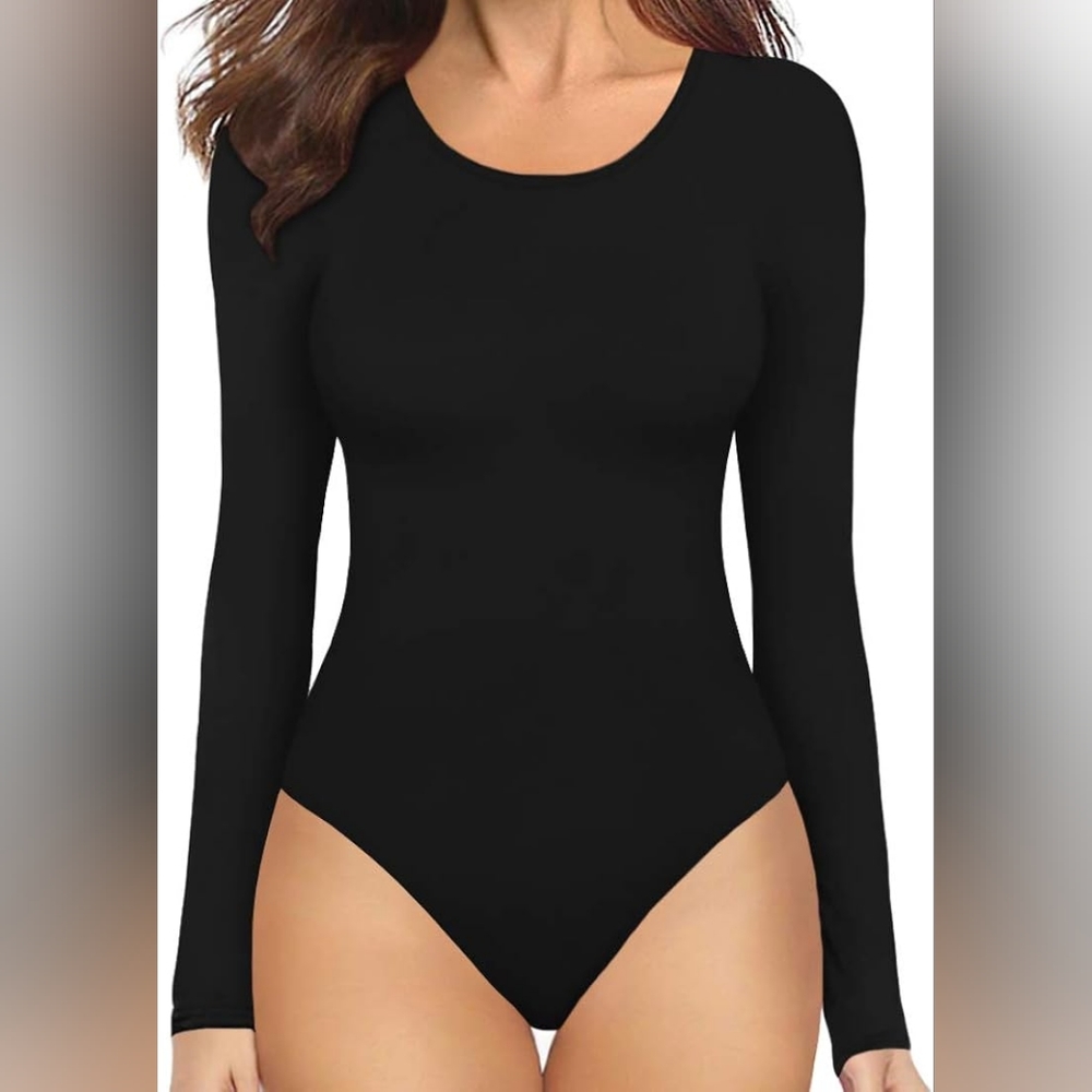Womens Round Collar Long Sleeve Bodysuit